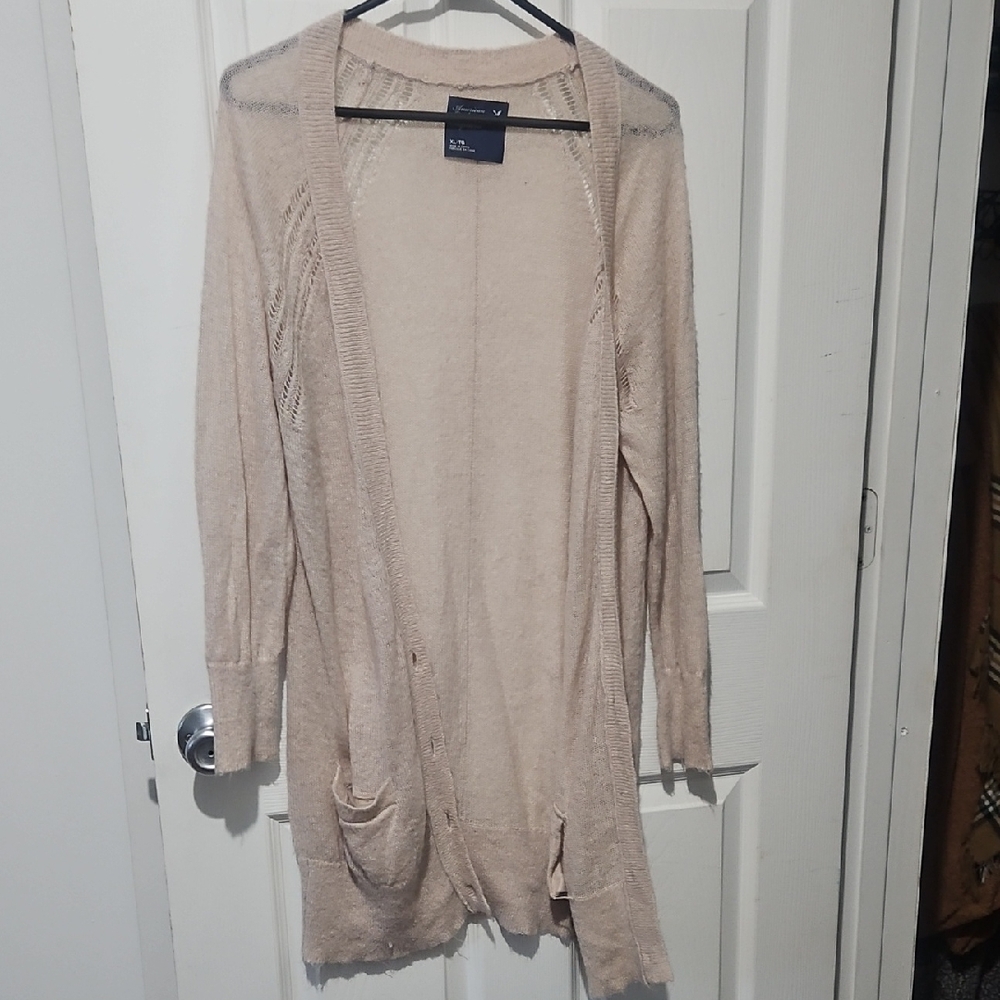 American Eagle Outfitters Beige Cardigan Sweater
